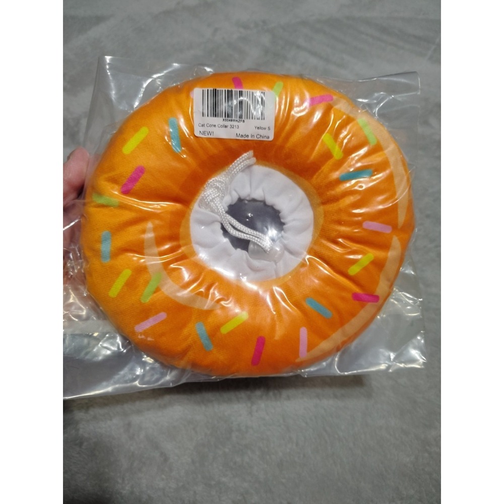 Donut Cat Cone Collar Plush Protective Recovery Cats/Dogs‎ Small Orange Donut